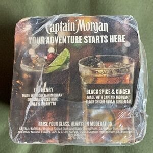 NIP Captain Morgan 4 x 4 cardboard coasters.  125 count.